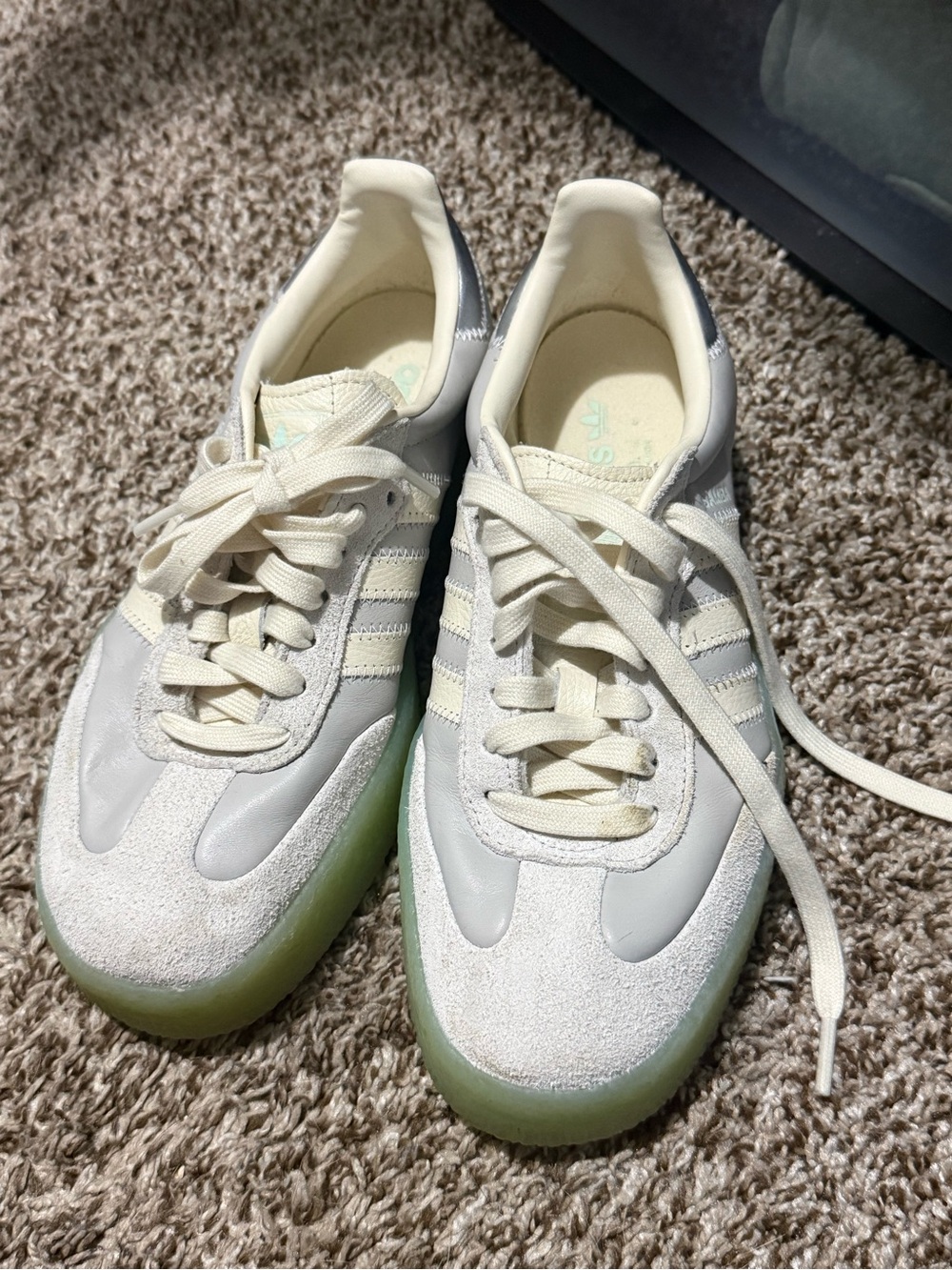 adidas Women's Cream Sneakers with Light Green Sole